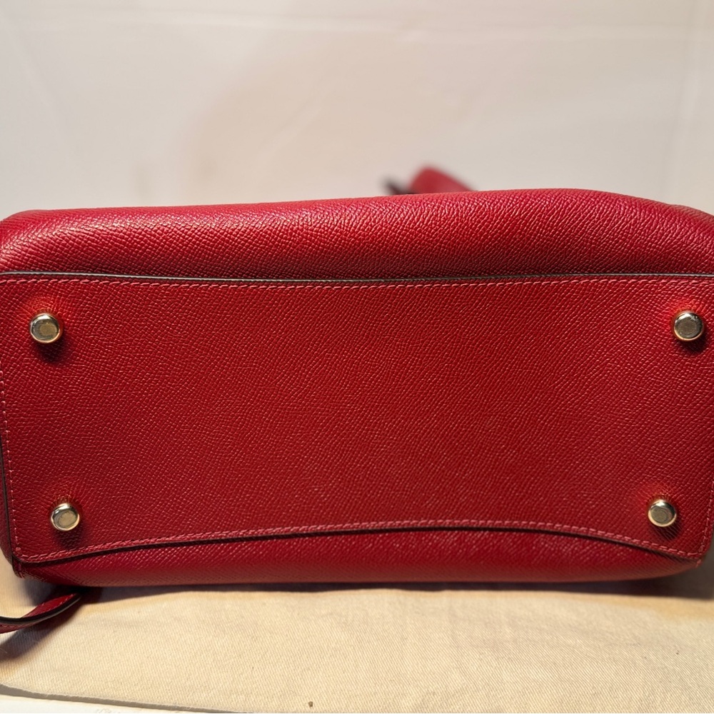 Coach Red Leather Dome Satchel with Gold Hardware Rowan 79946 with strap - Picture 6 of 14